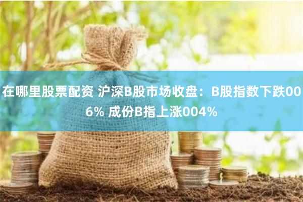 在哪里股票配资 沪深B股市场收盘：B股指数下跌006% 成份B指上涨004%